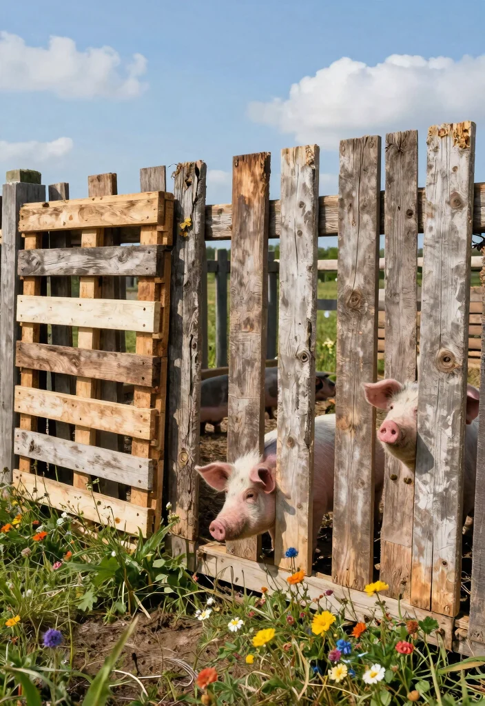 14 Hog Fence Ideas That Stop Digging and Keep Pigs Contained - 5. Recycled Materials Fencing 1