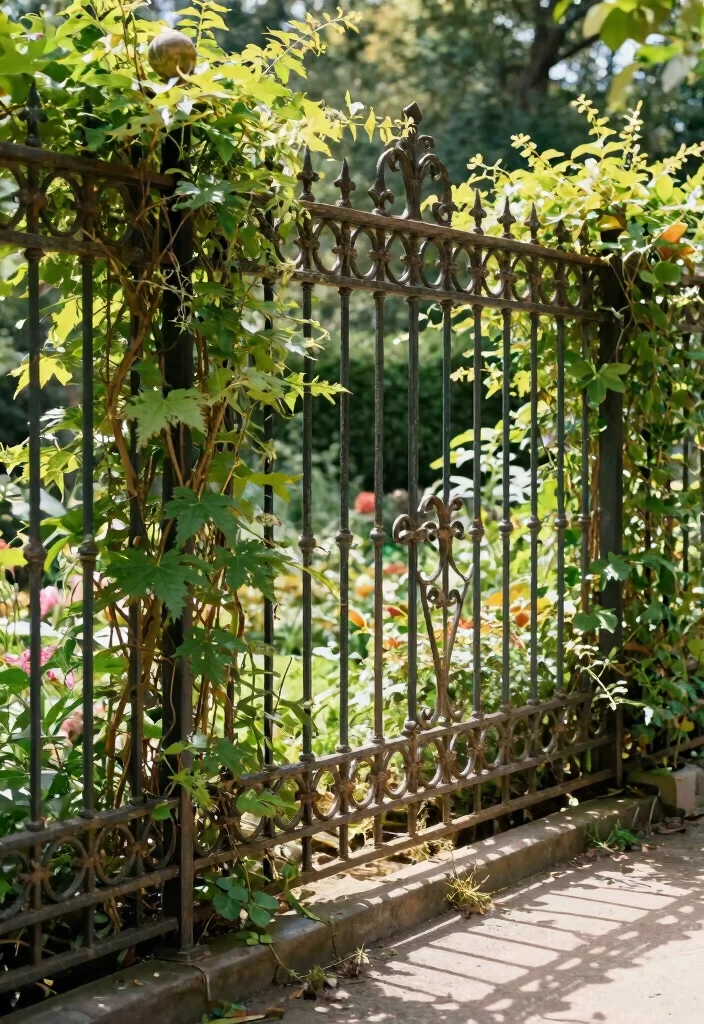 14 Metal Fence Ideas That Don't Rust or Need Annual Maintenance - 4. Vintage Style Wrought Iron Fencing 1