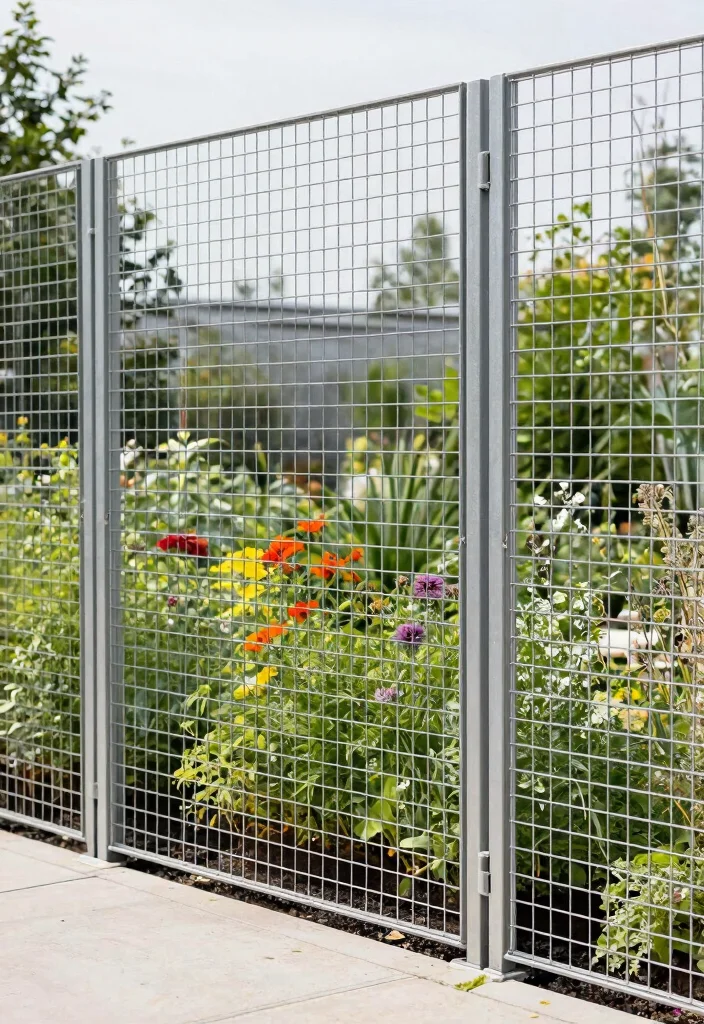 14 Metal Fence Ideas That Don't Rust or Need Annual Maintenance - 8. Minimalist Steel Mesh Fencing 1