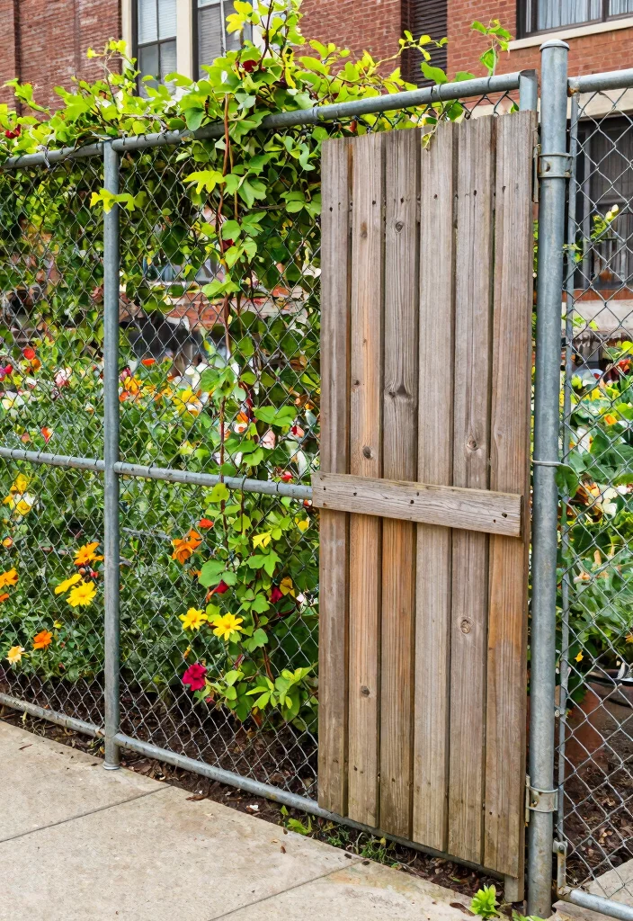 14 Metal Fence Ideas That Don't Rust or Need Annual Maintenance - 9. Rustic Chain Link Fencing with a Twist 1