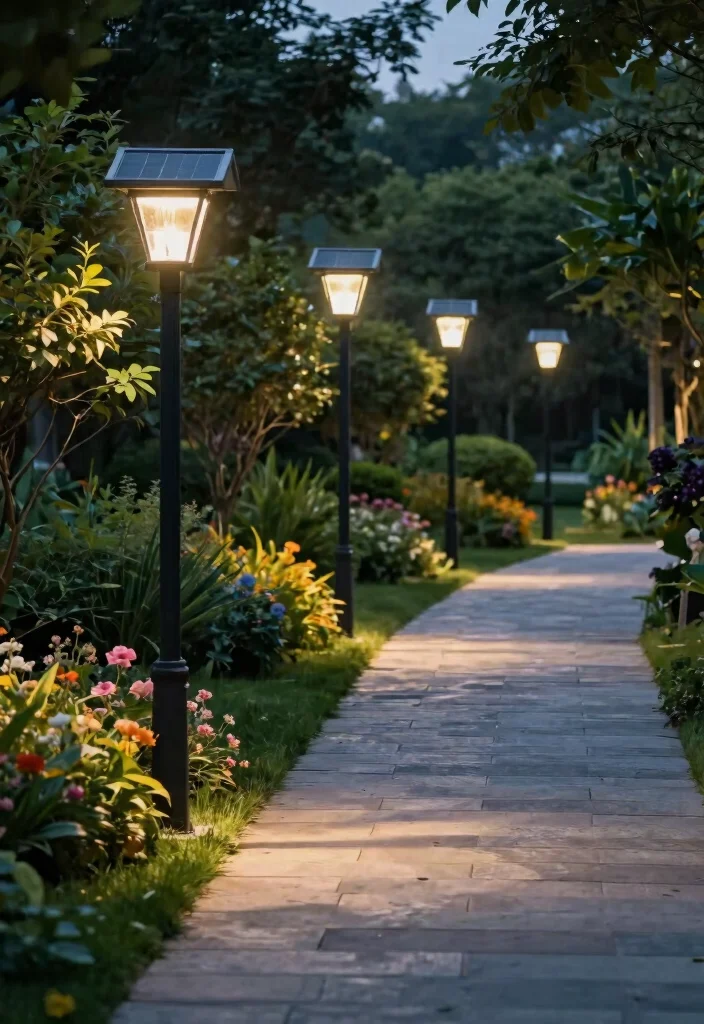 14 Outdoor Lamp Posts That Stay Lit Without Running New Wire - 12. Solar Lamp Posts for Pathways 1