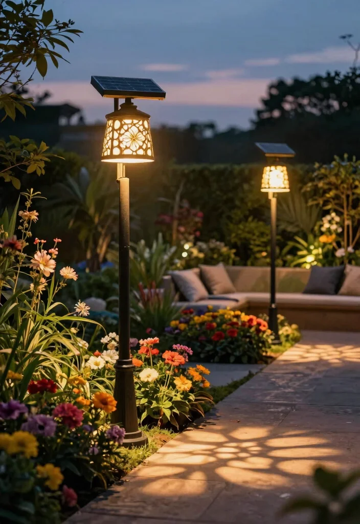 14 Outdoor Lamp Posts That Stay Lit Without Running New Wire - 13. Solar Lamp Posts with Decorative Shades 1