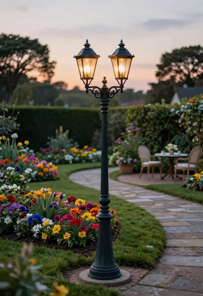 14 Outdoor Lamp Posts That Stay Lit Without Running New Wire - 4. Elegant Victorian-Style Solar Lamp Post 1