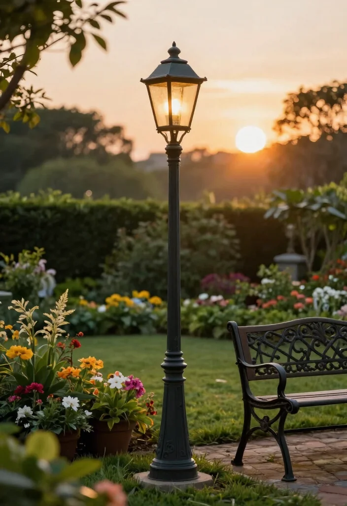 14 Outdoor Lamp Posts That Stay Lit Without Running New Wire - 9. Vintage-Style Solar Lamp Post 1