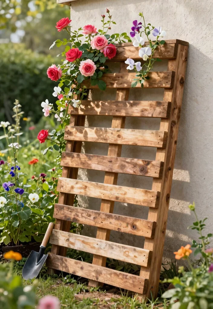 14 Pallet Trellis Ideas for Gardens That Cost Almost Nothing - 1. Simple Slatted Pallet Trellis 1