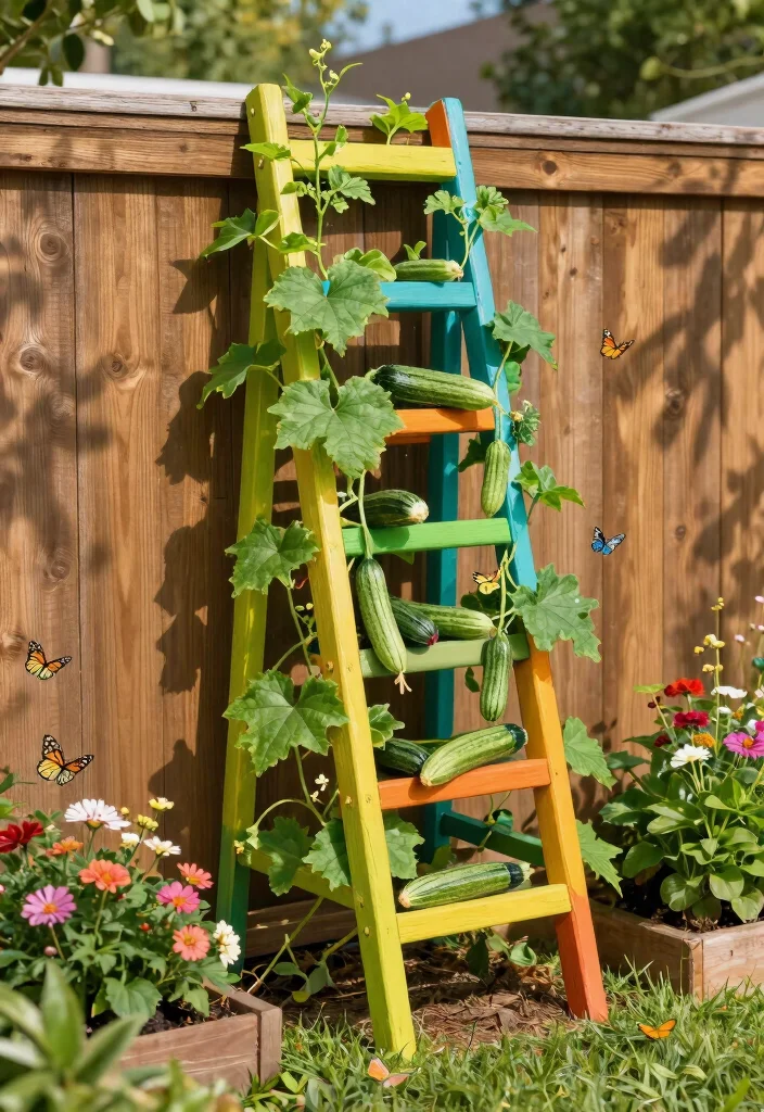 14 Pallet Trellis Ideas for Gardens That Cost Almost Nothing - 3. Ladder Style Pallet Trellis 1