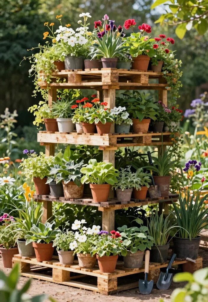 14 Pallet Trellis Ideas for Gardens That Cost Almost Nothing - 8. Multi-Level Pallet Trellis 1
