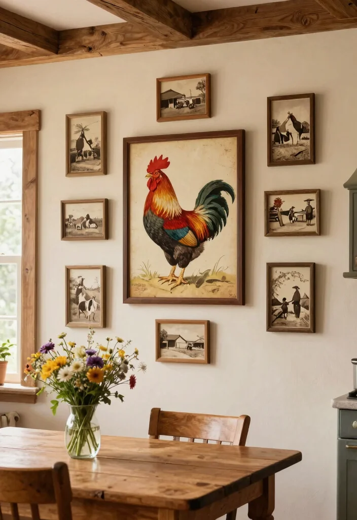 14 Rooster Kitchen Decor Farmhouse Style Ideas That Don't Look Dated - 1. Vintage Rooster Wall Art 1
