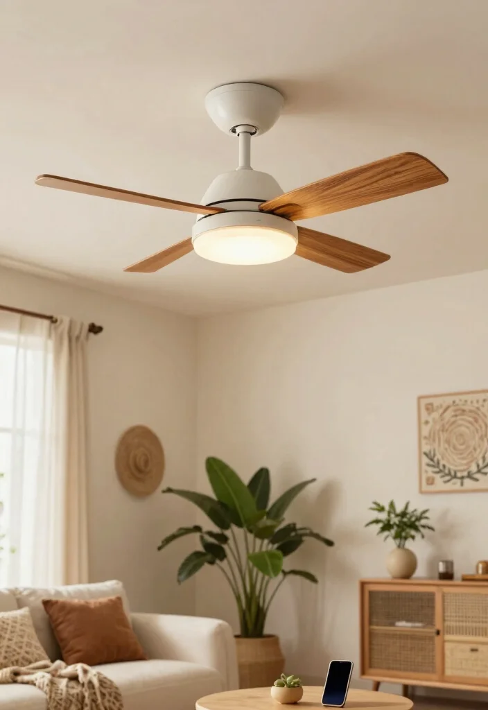 15 Boho Ceiling Fan Ideas That Add Texture Without Looking Cluttered - 12. Smart Ceiling Fans 1