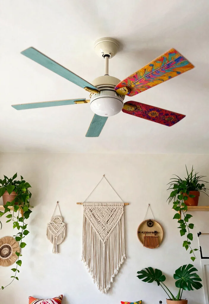 15 Boho Ceiling Fan Ideas That Add Texture Without Looking Cluttered - 15. DIY Fan Makeovers 1