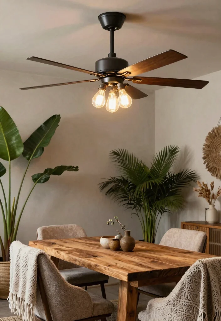 15 Boho Ceiling Fan Ideas That Add Texture Without Looking Cluttered - 6. Industrial Boho Fusion 1