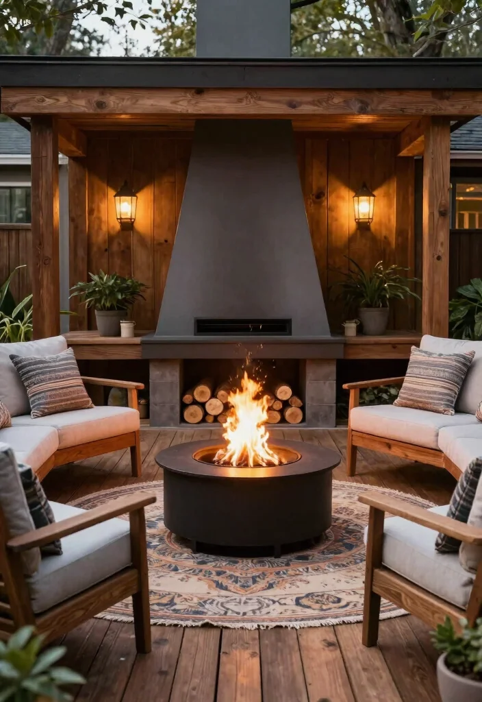 15 Fire Pit Patio Ideas for Small Yards Without Full Hardscaping - 10. Fire Pit with a Wooden Deck 1