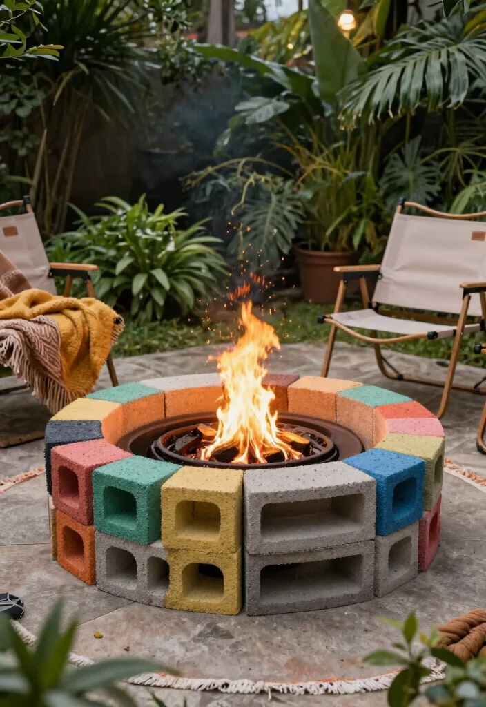 15 Fire Pit Patio Ideas for Small Yards Without Full Hardscaping - 2. DIY Fire Pit with Concrete Blocks 1