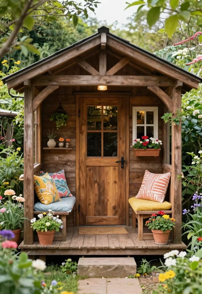 15 Outdoor Living Space Ideas That Feel Cozy Without Walls - 10. Charming Garden Shed 1