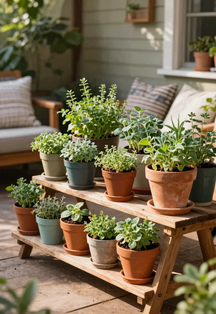 15 Outdoor Living Space Ideas That Feel Cozy Without Walls - 14. Potted Herb Garden 1