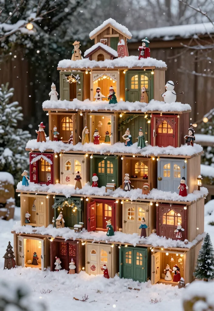 15 Outdoor Nativity Scene Ideas That Survive Winter Weather - 15. Advent Calendar Nativity Scene 1