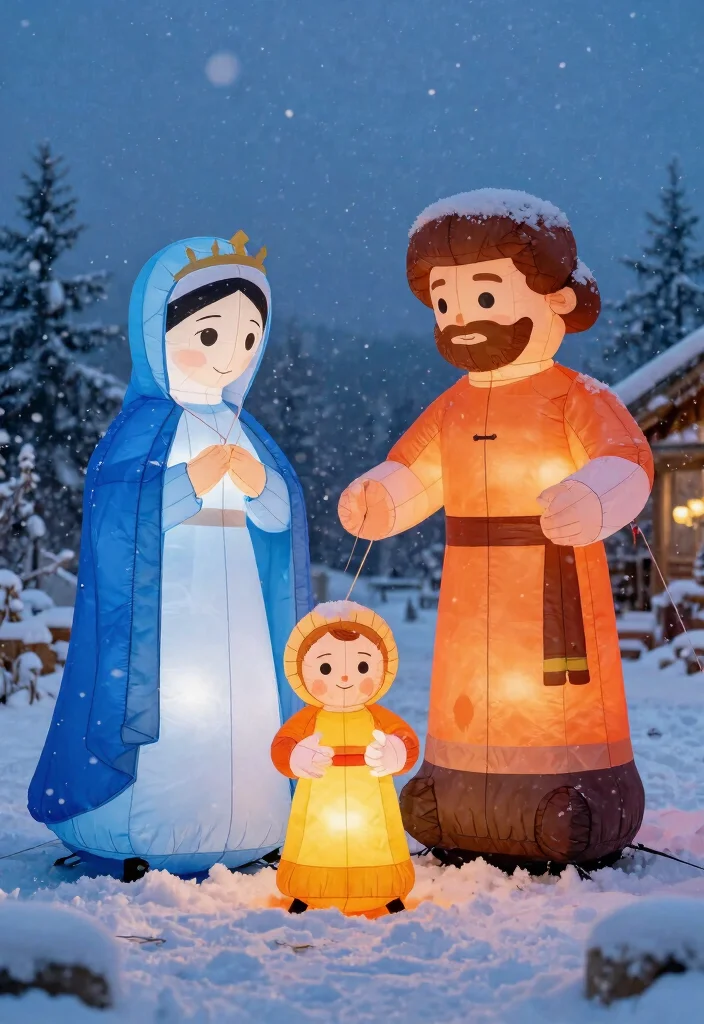 15 Outdoor Nativity Scene Ideas That Survive Winter Weather - 2. Inflatable Nativity Scene 1