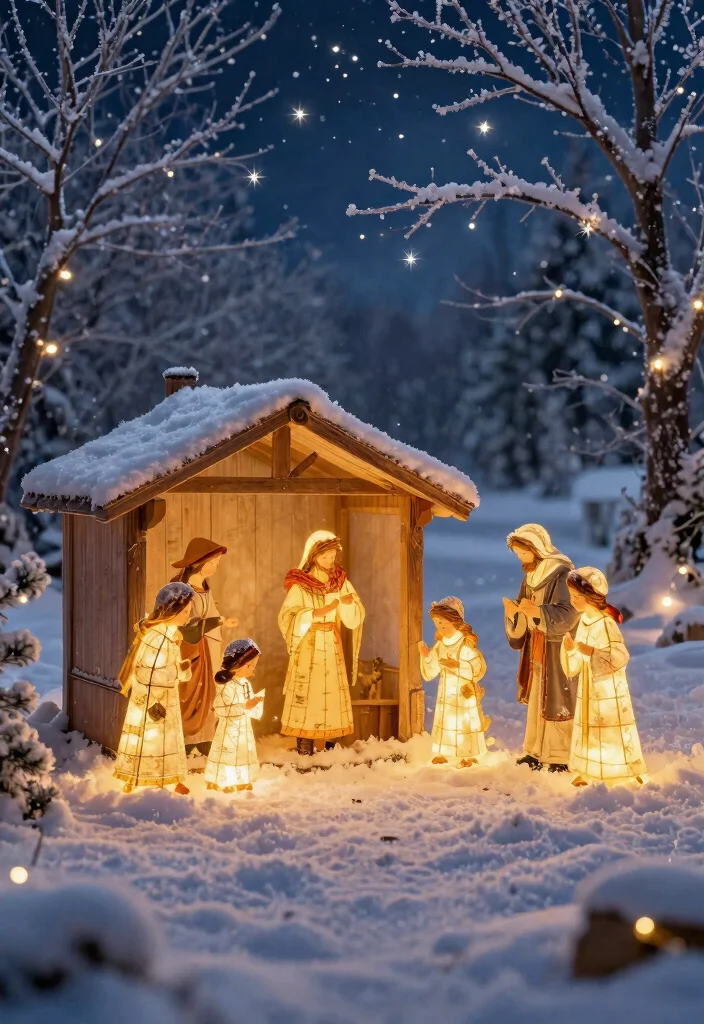 15 Outdoor Nativity Scene Ideas That Survive Winter Weather - 6. Light-Up Nativity Scene 1
