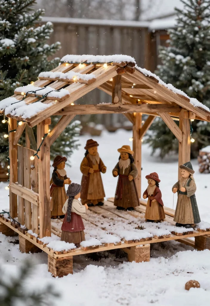 15 Outdoor Nativity Scene Ideas That Survive Winter Weather - 8. Pallet Nativity Scene 1