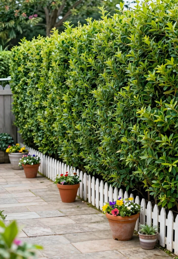 15 Privacy Trees Along Fence That Grow Fast and Stay Dense - 10. Privet - Fast Growth for Quick Privacy 1