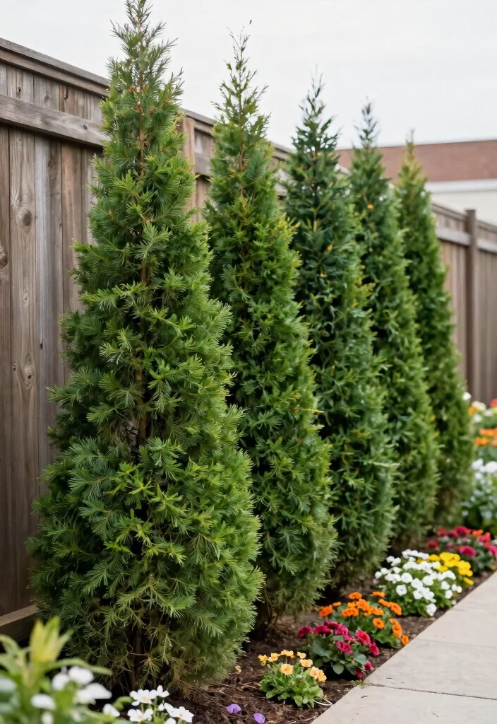 15 Privacy Trees Along Fence That Grow Fast and Stay Dense - 2. Green Giant Arborvitae - Fast and Reliable 1