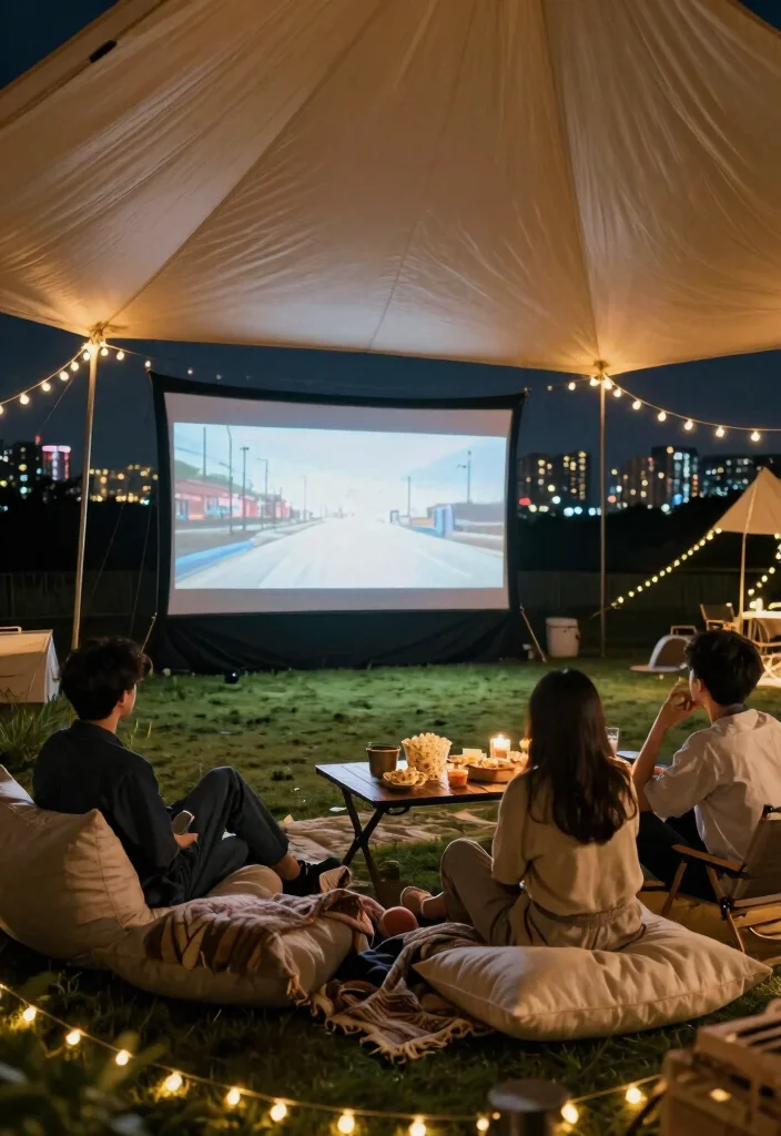 15 Terrace Tent Ideas for Small Rooftops and Tight Spaces - 10. Stylish Outdoor Cinema 1