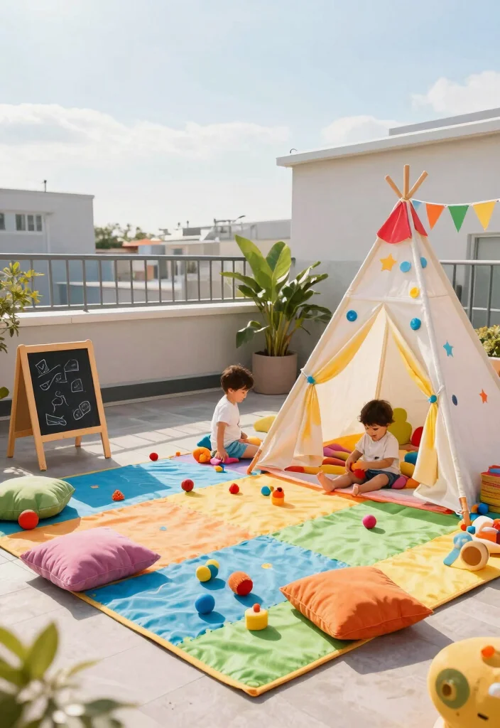 15 Terrace Tent Ideas for Small Rooftops and Tight Spaces - 13. Interactive Kids’ Play Area 1