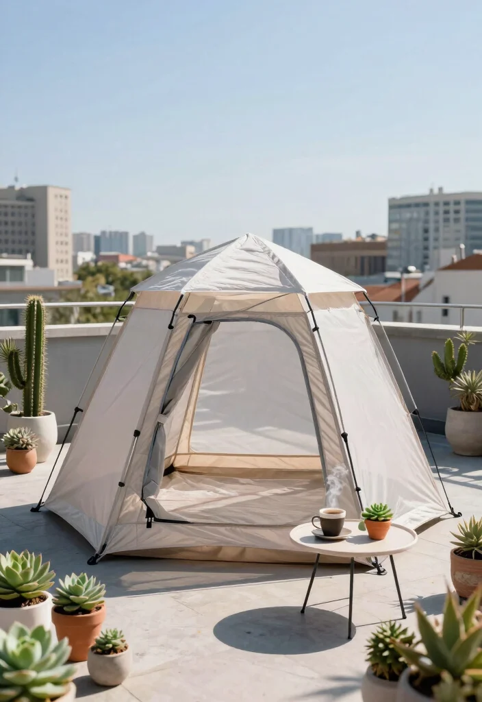 15 Terrace Tent Ideas for Small Rooftops and Tight Spaces - 2. Minimalist Mesh Tents 1