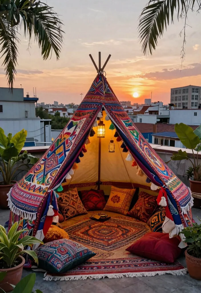 15 Terrace Tent Ideas for Small Rooftops and Tight Spaces - 3. Boho Chic Aesthetic 1