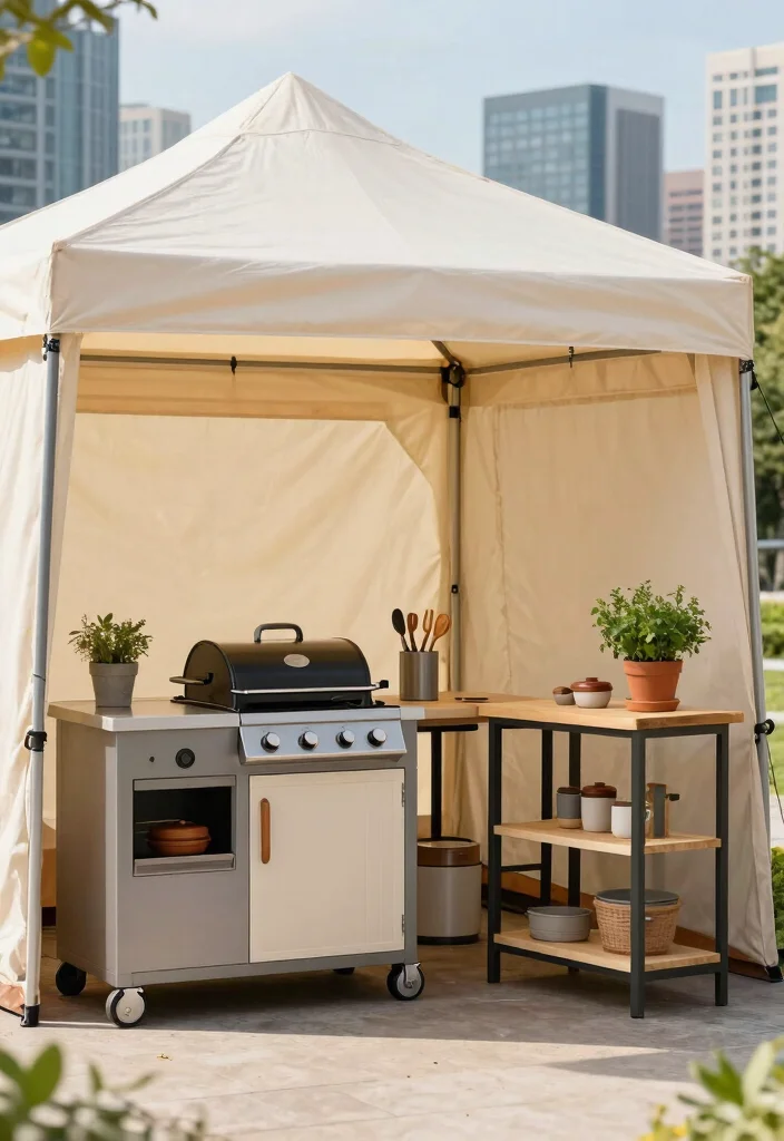 15 Terrace Tent Ideas for Small Rooftops and Tight Spaces - 8. Compact Outdoor Kitchen 1