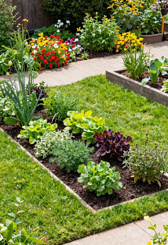 15 Turf and Pavers Backyard Ideas for Low-Maintenance Yards - 12. Backyard Edibles with Turf and Pavers 1