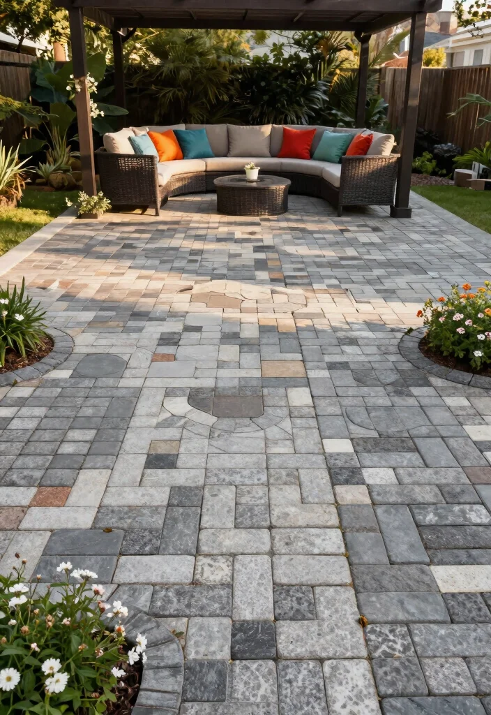 15 Turf and Pavers Backyard Ideas for Low-Maintenance Yards - 2. Versatile Paver Patterns 1