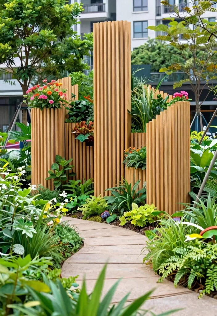 15 Vertical Slat Fence Ideas That Hide Ugly Views and Add Privacy - 14. Unique Heights 1