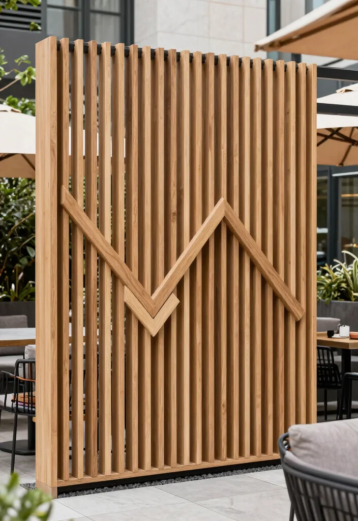 15 Vertical Slat Fence Ideas That Hide Ugly Views and Add Privacy - 5. Geometric Patterns 1