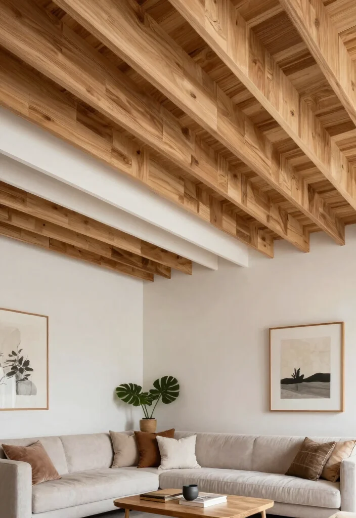 15 Wood Panel Ceiling Ideas That Cover Ugly Ceilings on a Budget - 11. Layered Wood Panels for Depth 1
