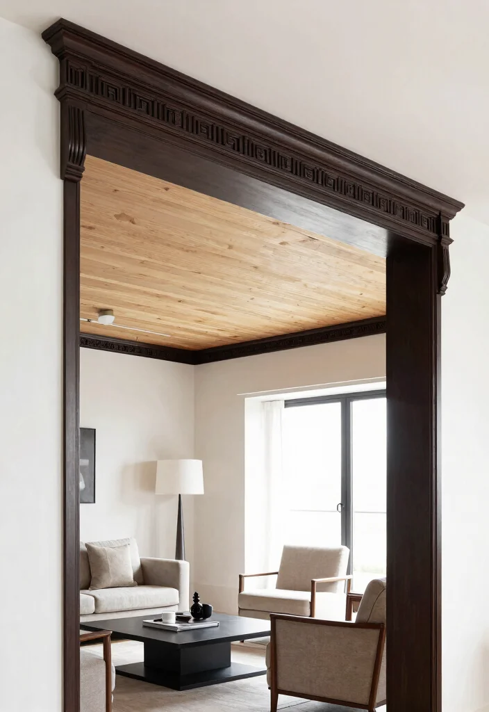 15 Wood Panel Ceiling Ideas That Cover Ugly Ceilings on a Budget - 12. Decorative Wood Trim for a Stylish Finish 1