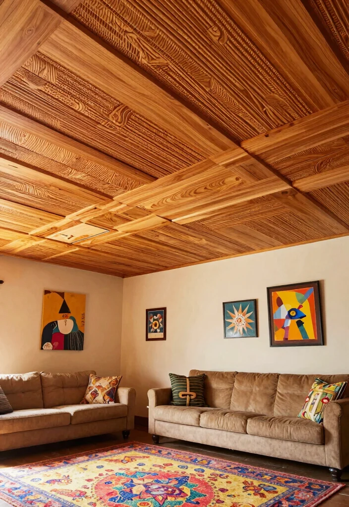 15 Wood Panel Ceiling Ideas That Cover Ugly Ceilings on a Budget - 9. Textured Wood Panels for Added Interest 1